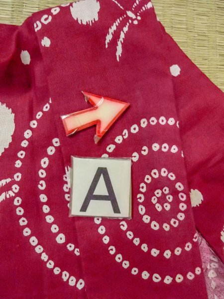 画像14: O0228S 女性用浴衣（海外製）  綿 鮮やか赤色, 丸 【中古】【USED】【リサイクル】 ★☆☆☆☆【O0228S】 (14)