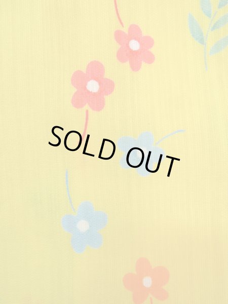 画像5: O0228T 女性用浴衣（海外製）  綿 鮮やか黄色, 花 【中古】【USED】【リサイクル】 ★★★☆☆【O0228T】 (5)