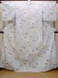 画像1: O0228U 女性用浴衣（海外製）  麻 薄い灰色, 桜 【中古】【USED】【リサイクル】 ★☆☆☆☆【O0228U】 (1)