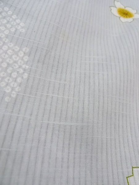 画像10: O0228U 女性用浴衣（海外製）  麻 薄い灰色, 桜 【中古】【USED】【リサイクル】 ★☆☆☆☆【O0228U】 (10)