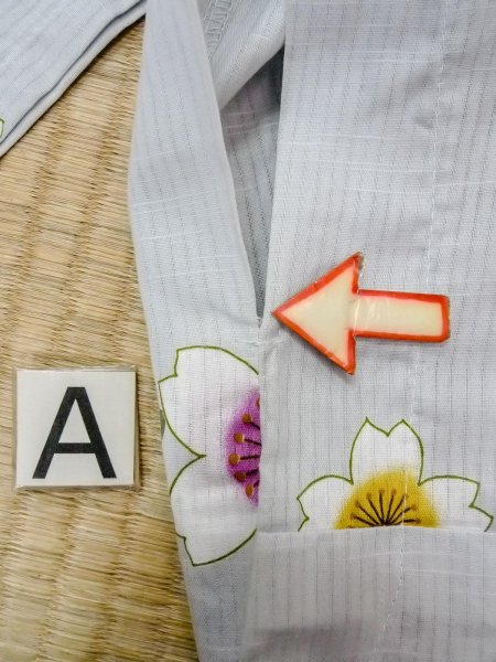 画像14: O0228U 女性用浴衣（海外製）  麻 薄い灰色, 桜 【中古】【USED】【リサイクル】 ★☆☆☆☆【O0228U】 (14)