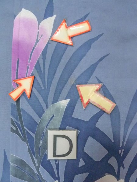 画像16: O0228W 女性用浴衣（海外製）  綿 青み灰色, あやめ 【中古】【USED】【リサイクル】 ★★☆☆☆【O0228W】 (16)