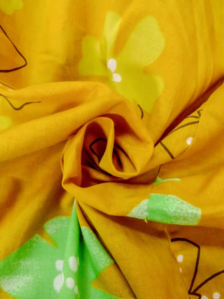 画像12: O0228X 女性用浴衣（海外製）  綿 山吹, 花 【中古】【USED】【リサイクル】 ★★★☆☆【O0228X】 (12)