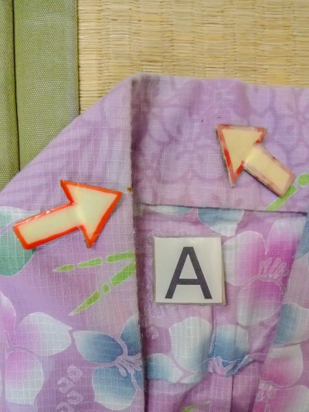 画像15: O0228Y 女性用浴衣（日本製）  綿 淡い藤色, 花 【中古】【USED】【リサイクル】 ★★★☆☆【O0228Y】 (15)