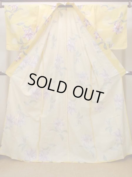 画像2: O0228Z 女性用浴衣（海外製）  綿 淡い黄色, 花 【中古】【USED】【リサイクル】 ★★★★☆【O0228Z】 (2)