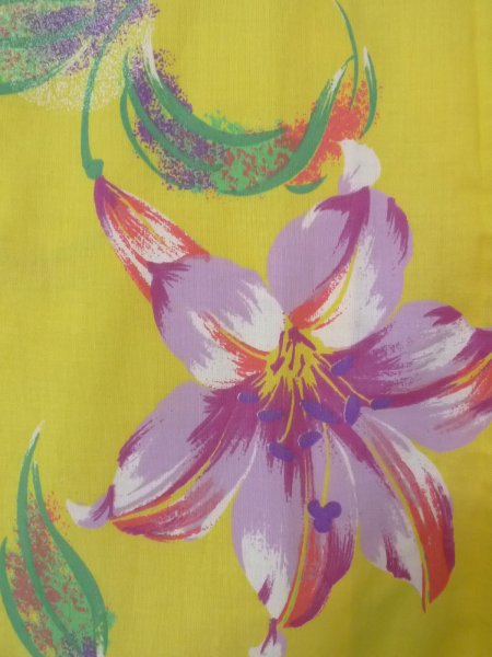 画像5: O0228Z 女性用浴衣（海外製）  綿 淡い黄色, 花 【中古】【USED】【リサイクル】 ★★★★☆【O0228Z】 (5)
