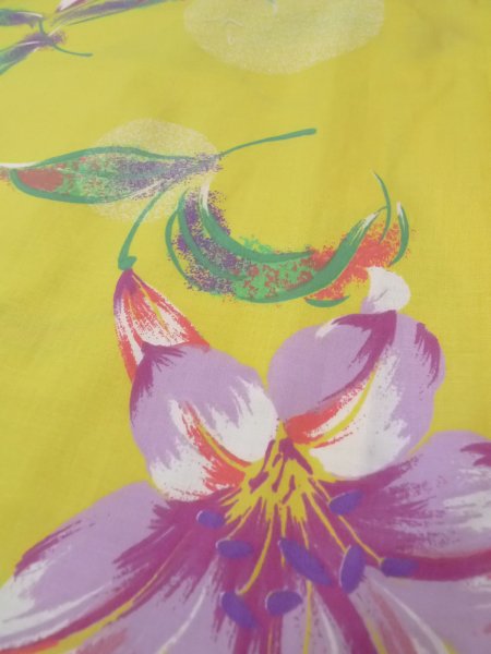 画像8: O0228Z 女性用浴衣（海外製）  綿 淡い黄色, 花 【中古】【USED】【リサイクル】 ★★★★☆【O0228Z】 (8)