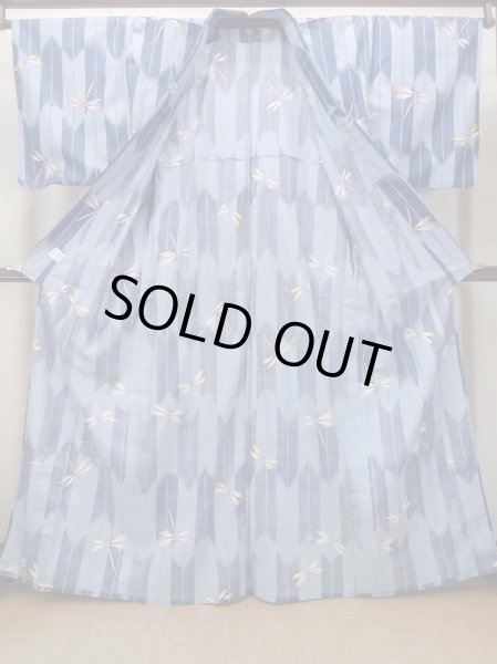 画像2: O0301A 女性用浴衣（海外製）  綿 灰色がかった水色,  【中古】【USED】【リサイクル】 ★★☆☆☆【O0301A】 (2)