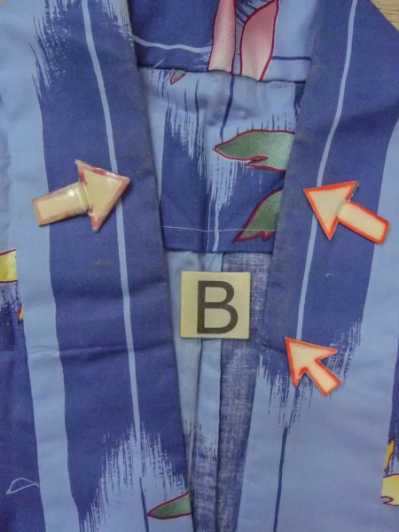 画像15: O0301A 女性用浴衣（海外製）  綿 灰色がかった水色,  【中古】【USED】【リサイクル】 ★★☆☆☆【O0301A】 (15)