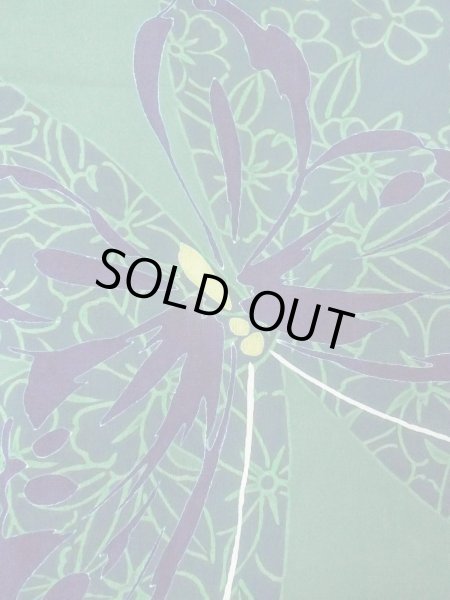 画像5: O0301B 女性用浴衣（日本製）  綿 緑色, 花 【中古】【USED】【リサイクル】 ★★★★☆【O0301B】 (5)