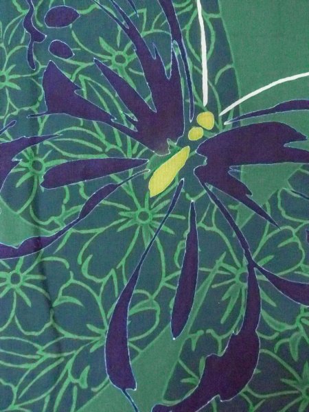 画像7: O0301B 女性用浴衣（日本製）  綿 緑色, 花 【中古】【USED】【リサイクル】 ★★★★☆【O0301B】 (7)