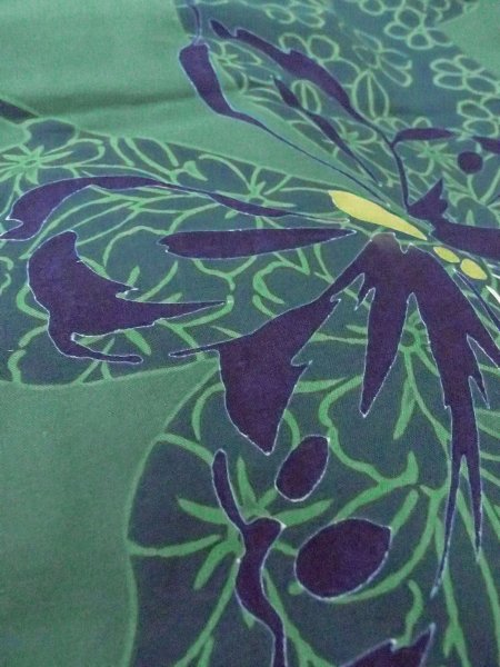 画像10: O0301B 女性用浴衣（日本製）  綿 緑色, 花 【中古】【USED】【リサイクル】 ★★★★☆【O0301B】 (10)