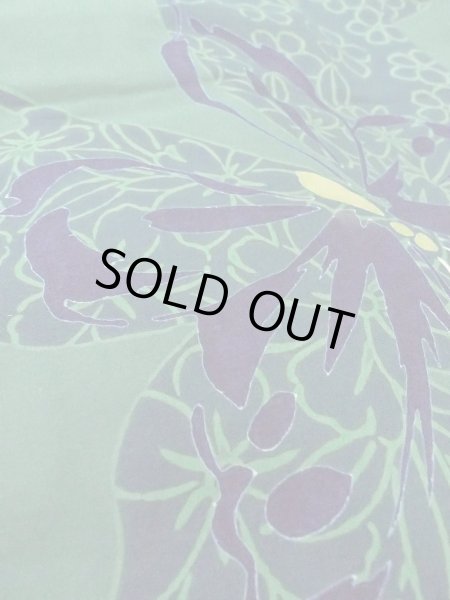 画像10: O0301B 女性用浴衣（日本製）  綿 緑色, 花 【中古】【USED】【リサイクル】 ★★★★☆【O0301B】 (10)