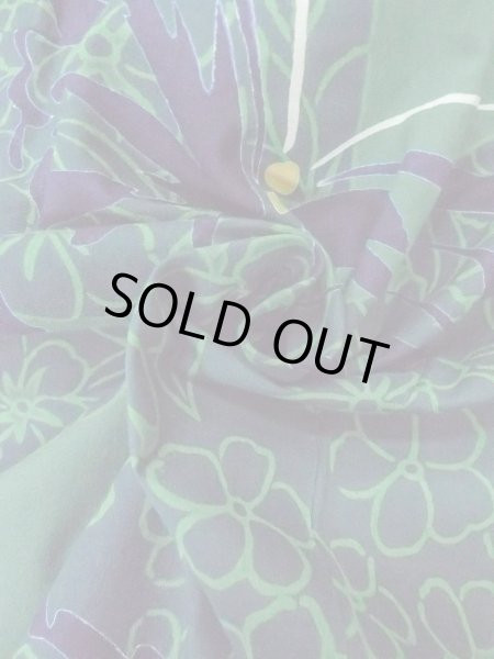 画像11: O0301B 女性用浴衣（日本製）  綿 緑色, 花 【中古】【USED】【リサイクル】 ★★★★☆【O0301B】 (11)