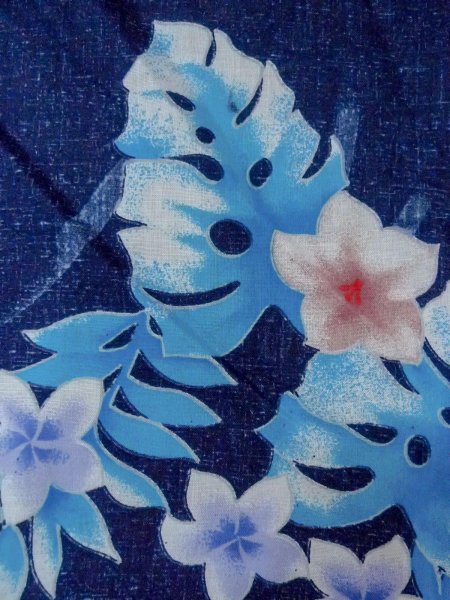 画像5: O0301C 女性用浴衣（海外製）  綿 紺, 花 【中古】【USED】【リサイクル】 ★★★★☆【O0301C】 (5)