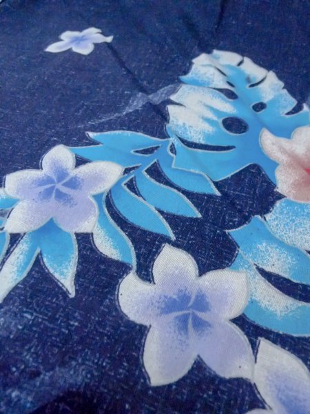 画像8: O0301C 女性用浴衣（海外製）  綿 紺, 花 【中古】【USED】【リサイクル】 ★★★★☆【O0301C】 (8)