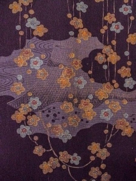 画像5: O0312A 女性用小紋  シルク(正絹) 深い紫色, 梅 【中古】【USED】【リサイクル】 ★★★☆☆【O0312A】 (5)