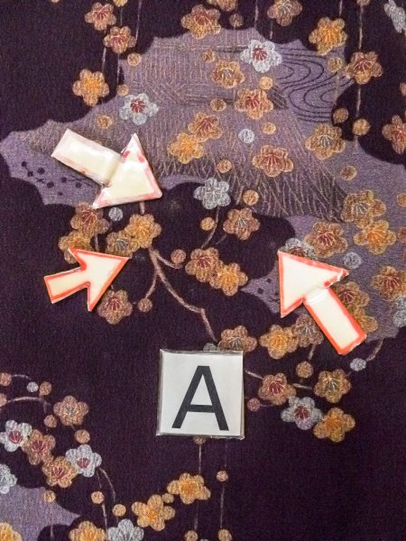 画像14: O0312A 女性用小紋  シルク(正絹) 深い紫色, 梅 【中古】【USED】【リサイクル】 ★★★☆☆【O0312A】 (14)