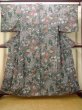 画像1: O0312B 女性用小紋  シルク（正絹） 深い緑色, ぼたん 【中古】【USED】【リサイクル】 ★★★★☆【O0312B】 (1)