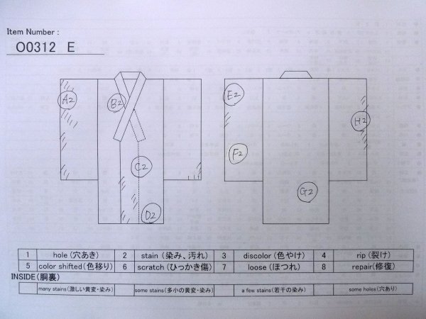 画像13: O0312E 女性用小紋  シルク(正絹) オフ ホワイト, 菊 【中古】【USED】【リサイクル】 ★★☆☆☆【O0312E】 (13)