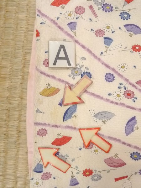 画像14: O0312E 女性用小紋  シルク(正絹) オフ ホワイト, 菊 【中古】【USED】【リサイクル】 ★★☆☆☆【O0312E】 (14)