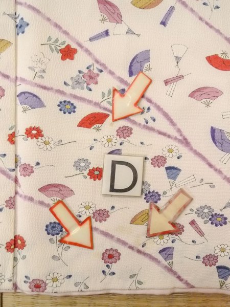 画像17: O0312E 女性用小紋  シルク(正絹) オフ ホワイト, 菊 【中古】【USED】【リサイクル】 ★★☆☆☆【O0312E】 (17)