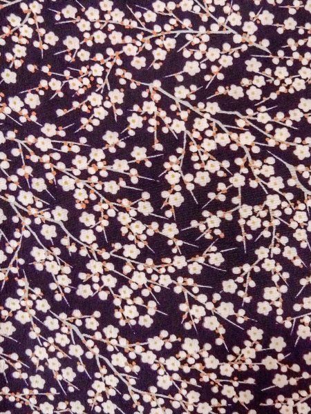 画像5: O0312F 女性用小紋  シルク(正絹) 深い紫色, 梅 【中古】【USED】【リサイクル】 ★★☆☆☆【O0312F】 (5)
