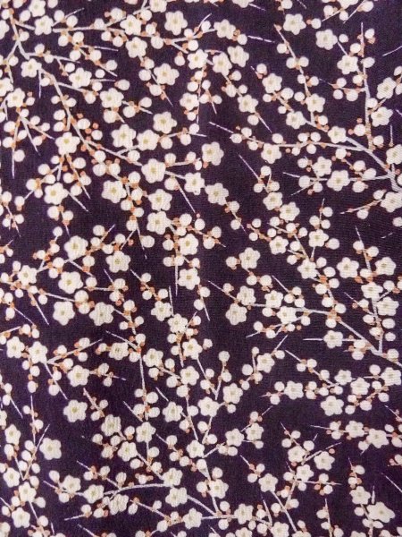 画像6: O0312F 女性用小紋  シルク(正絹) 深い紫色, 梅 【中古】【USED】【リサイクル】 ★★☆☆☆【O0312F】 (6)