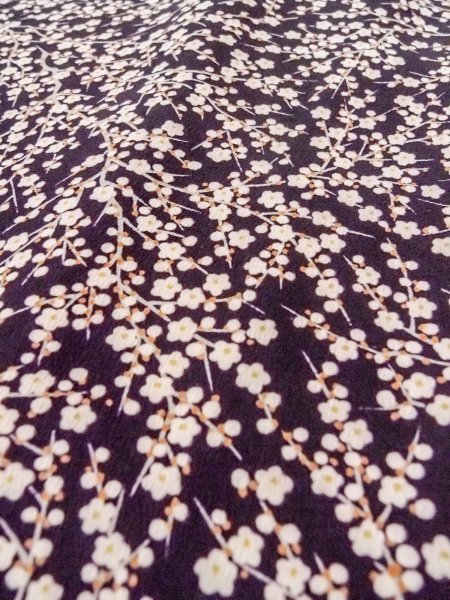 画像8: O0312F 女性用小紋  シルク(正絹) 深い紫色, 梅 【中古】【USED】【リサイクル】 ★★☆☆☆【O0312F】 (8)