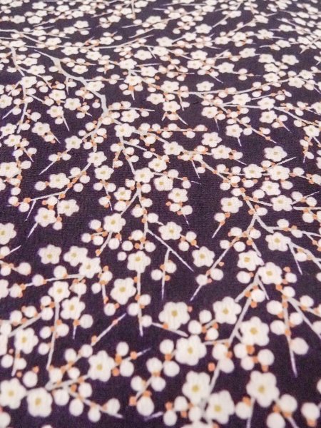 画像9: O0312F 女性用小紋  シルク(正絹) 深い紫色, 梅 【中古】【USED】【リサイクル】 ★★☆☆☆【O0312F】 (9)