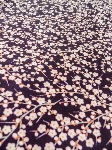 画像10: O0312F 女性用小紋  シルク(正絹) 深い紫色, 梅 【中古】【USED】【リサイクル】 ★★☆☆☆【O0312F】 (10)