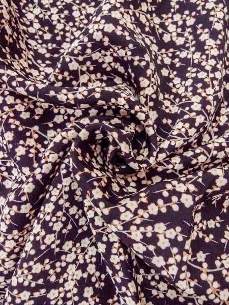 画像11: O0312F 女性用小紋  シルク(正絹) 深い紫色, 梅 【中古】【USED】【リサイクル】 ★★☆☆☆【O0312F】 (11)