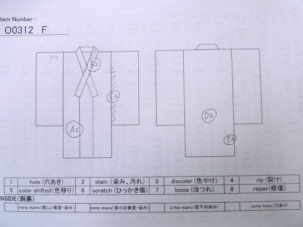 画像13: O0312F 女性用小紋  シルク(正絹) 深い紫色, 梅 【中古】【USED】【リサイクル】 ★★☆☆☆【O0312F】 (13)