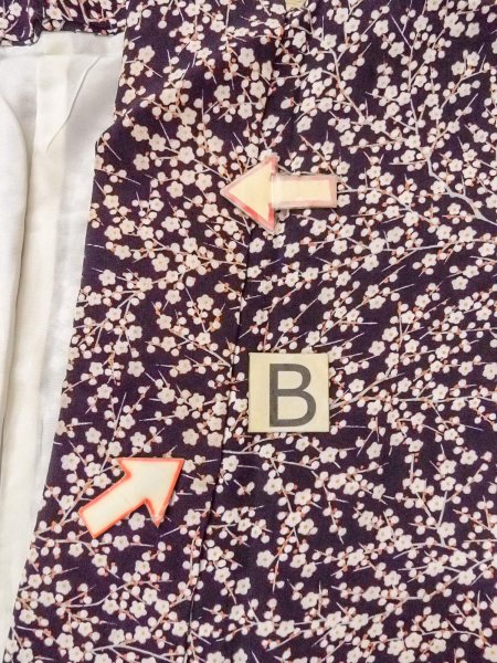 画像15: O0312F 女性用小紋  シルク(正絹) 深い紫色, 梅 【中古】【USED】【リサイクル】 ★★☆☆☆【O0312F】 (15)