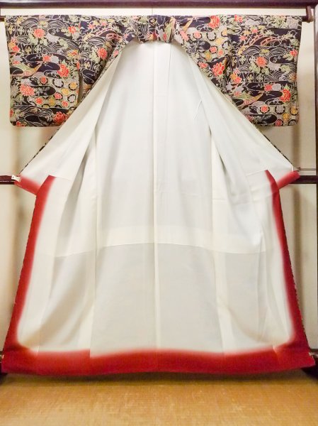 画像2: O0312G 女性用小紋  シルク(正絹) 藍, 梅 【中古】【USED】【リサイクル】 ★★★★☆【O0312G】 (2)