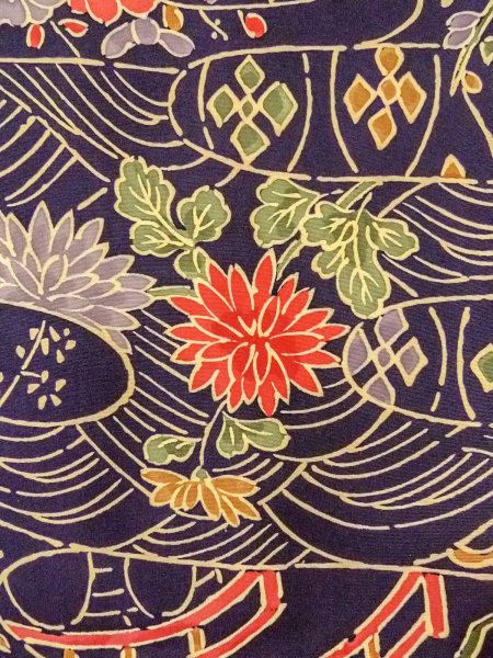 画像5: O0312G 女性用小紋  シルク(正絹) 藍, 梅 【中古】【USED】【リサイクル】 ★★★★☆【O0312G】 (5)