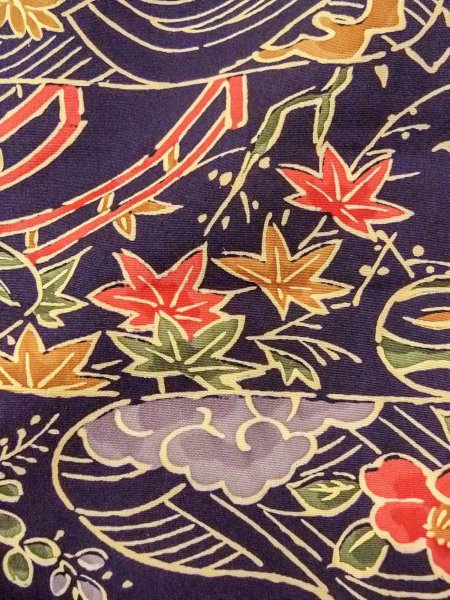 画像6: O0312G 女性用小紋  シルク(正絹) 藍, 梅 【中古】【USED】【リサイクル】 ★★★★☆【O0312G】 (6)