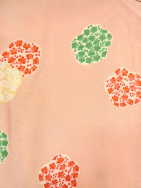 画像3: O0312H 女性用小紋  シルク（正絹） 薄い桃色, 梅 【中古】【USED】【リサイクル】 ★☆☆☆☆【O0312H】 (3)