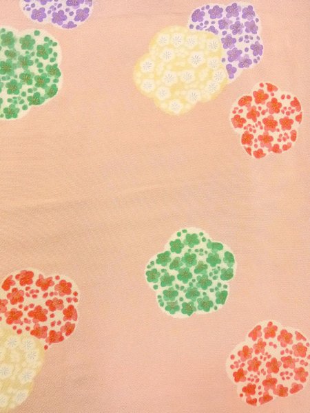 画像4: O0312H 女性用小紋  シルク（正絹） 薄い桃色, 梅 【中古】【USED】【リサイクル】 ★☆☆☆☆【O0312H】 (4)