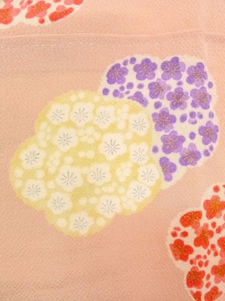 画像6: O0312H 女性用小紋  シルク（正絹） 薄い桃色, 梅 【中古】【USED】【リサイクル】 ★☆☆☆☆【O0312H】 (6)