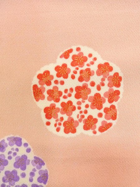 画像7: O0312H 女性用小紋  シルク（正絹） 薄い桃色, 梅 【中古】【USED】【リサイクル】 ★☆☆☆☆【O0312H】 (7)