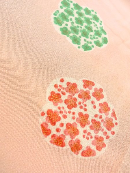 画像8: O0312H 女性用小紋  シルク（正絹） 薄い桃色, 梅 【中古】【USED】【リサイクル】 ★☆☆☆☆【O0312H】 (8)