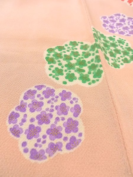 画像10: O0312H 女性用小紋  シルク（正絹） 薄い桃色, 梅 【中古】【USED】【リサイクル】 ★☆☆☆☆【O0312H】 (10)