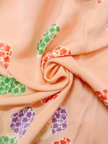 画像11: O0312H 女性用小紋  シルク（正絹） 薄い桃色, 梅 【中古】【USED】【リサイクル】 ★☆☆☆☆【O0312H】 (11)