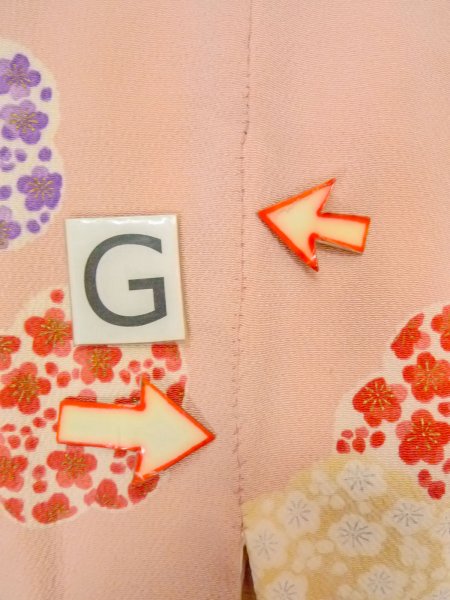 画像20: O0312H 女性用小紋  シルク（正絹） 薄い桃色, 梅 【中古】【USED】【リサイクル】 ★☆☆☆☆【O0312H】 (20)