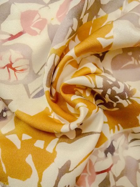 画像12: O0312I 女性用小紋  シルク(正絹) 薄いオフ ホワイト, 葉 【中古】【USED】【リサイクル】 ★★★☆☆【O0312I】 (12)