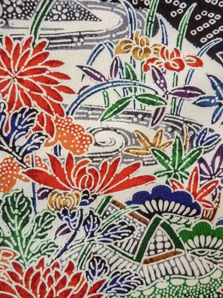 画像7: O0312J 女性用小紋  シルク(正絹) 黒, 桜 【中古】【USED】【リサイクル】 ★★★☆☆【O0312J】 (7)