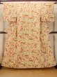 画像1: O0312L 女性用小紋  シルク（正絹） 淡い薄い黄色, 梅 【中古】【USED】【リサイクル】 ★★★☆☆【O0312L】 (1)