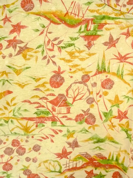 画像3: O0312L 女性用小紋  シルク(正絹) 淡い薄い黄色, 梅 【中古】【USED】【リサイクル】 ★★★☆☆【O0312L】 (3)