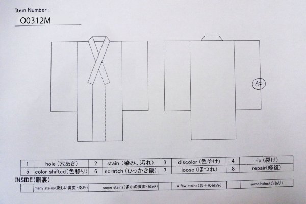 画像12: O0312M 男性用着物 結城紬 シルク（正絹） 淡い灰色, 亀甲 【中古】【USED】【リサイクル】 ★★★☆☆【O0312M】 (12)